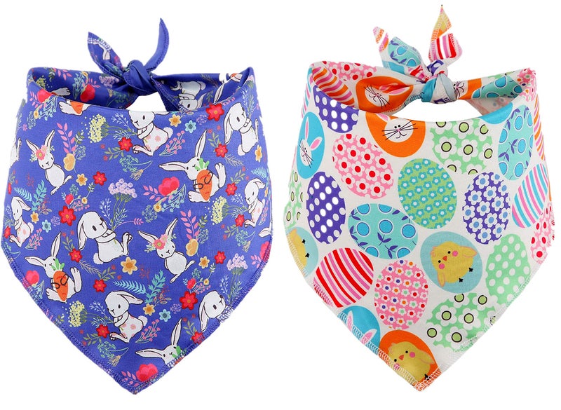 BoomBone Easter Dog Bandana 2 Pack - Triangle Bibs Pet Scarf for Small to Large Dogs and Cat - Image 1